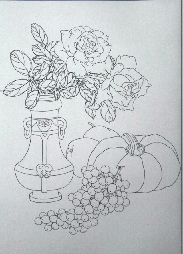 工笔勾线葡萄的画法,工笔画葡萄的上色画法步骤