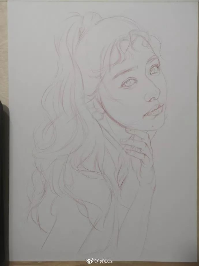 彩铅画美丽的山水画,彩铅画美人蝴蝶