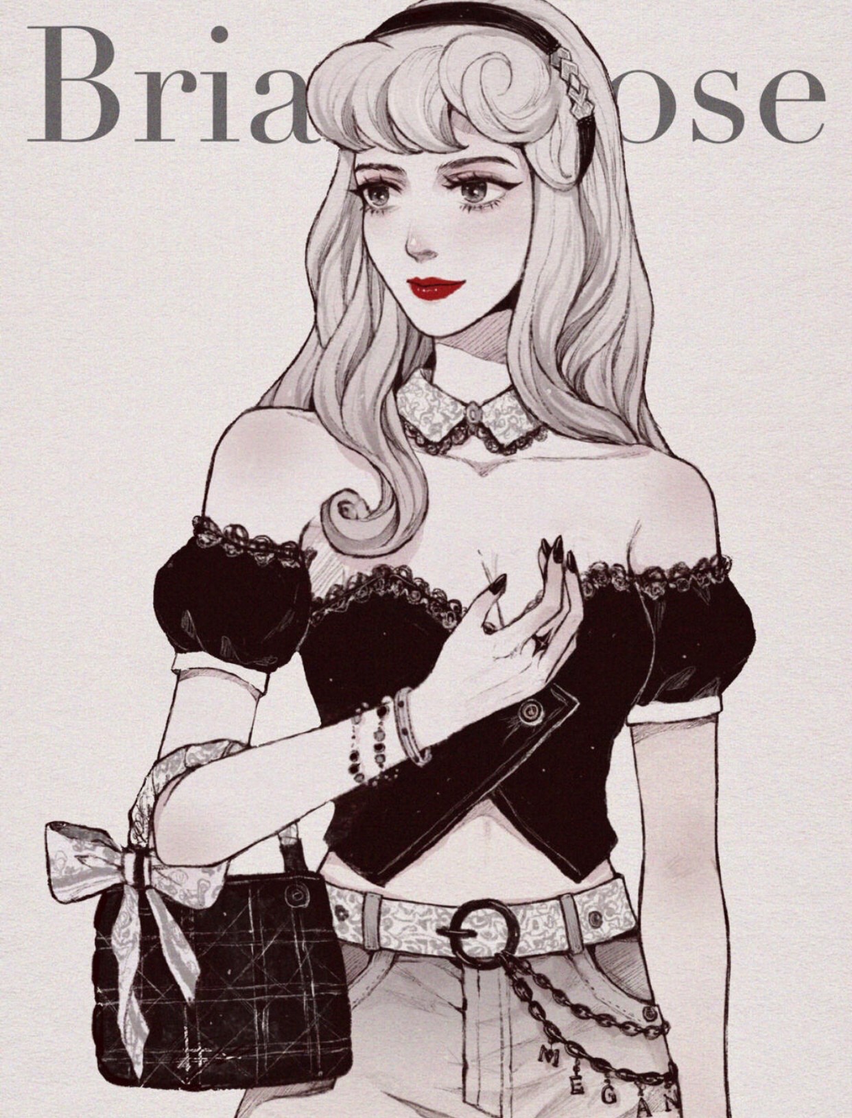 谁说黑+白很单调？素描画风的迪士尼公主，又甜又辣、超A街拍范