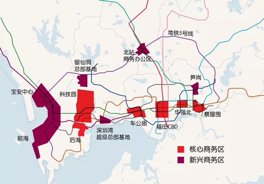 从甲级写字楼分布图，看北上广深各有几个市中心