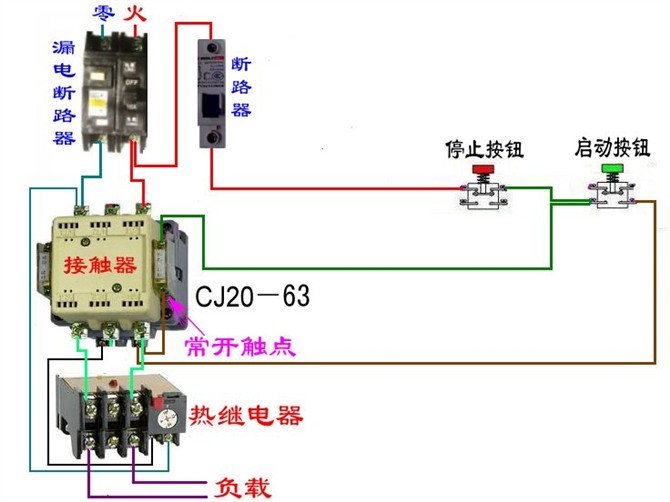 断路器和接触器接线视频,断路器接触器控制回路手绘图