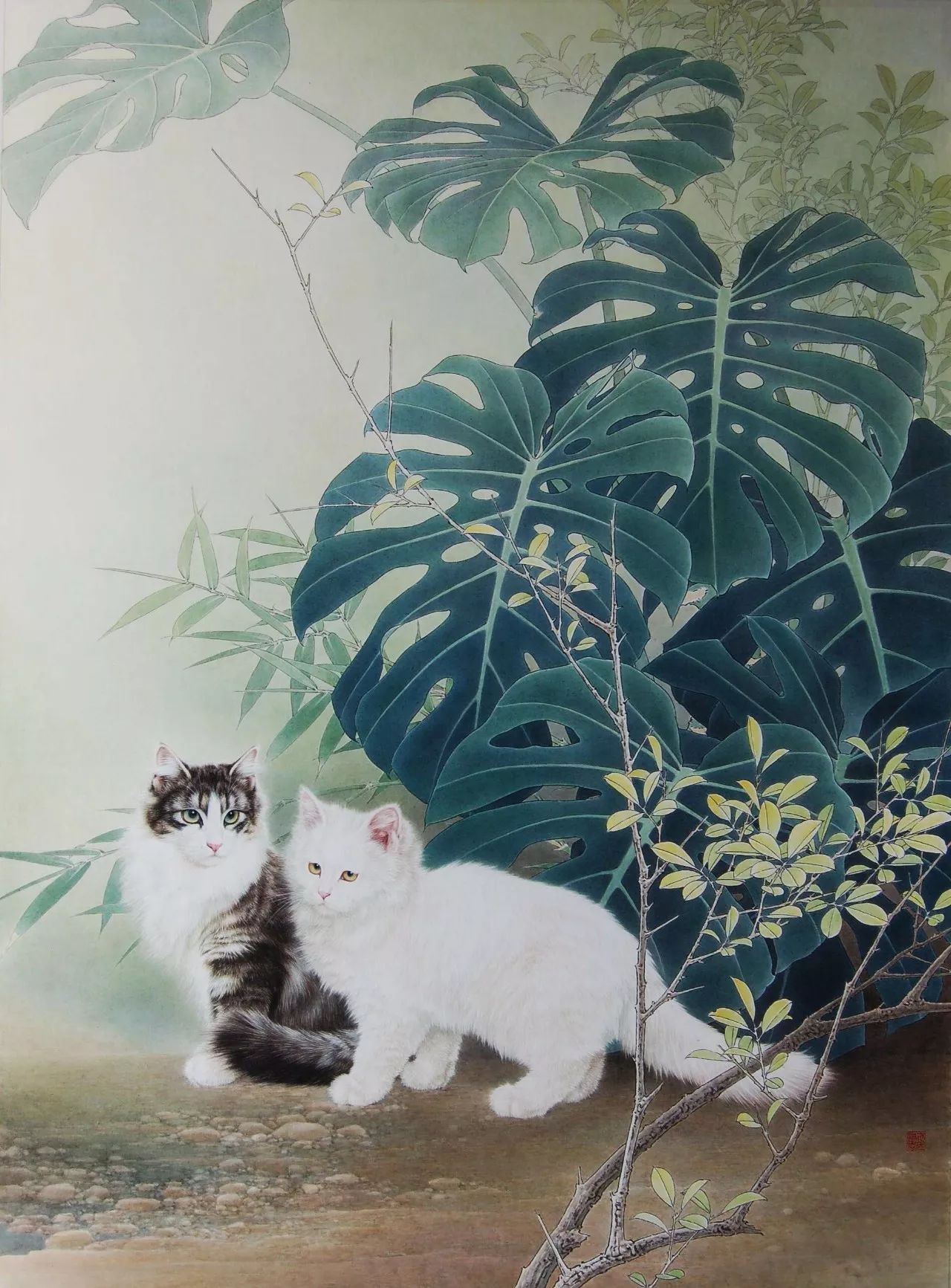 邢诚爱工笔画猫的图片,邢诚爱工笔画猫兔子高清大图
