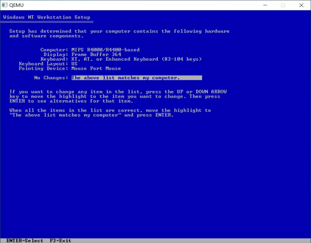 QEMU安装WINDOWSNT4.0MIPS版本