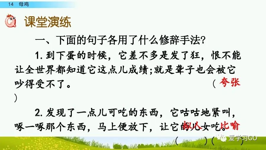 四年级下册语文母鸡课文重点讲解,四年级下册语文14课母鸡重点知识