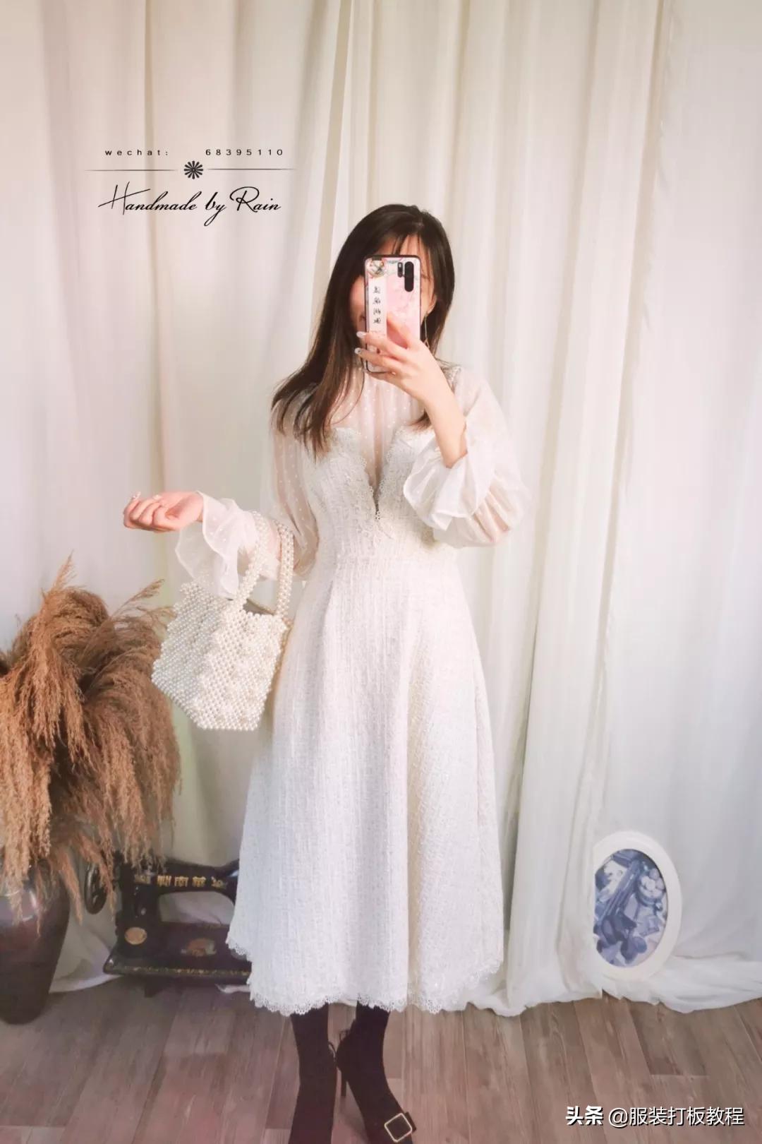 蕾丝半高领网纱打底衫制作,蕾丝高领拼接打底衫制作教程