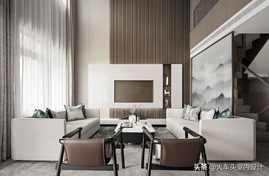 80款挑空客厅设计,大宅就该有这气势