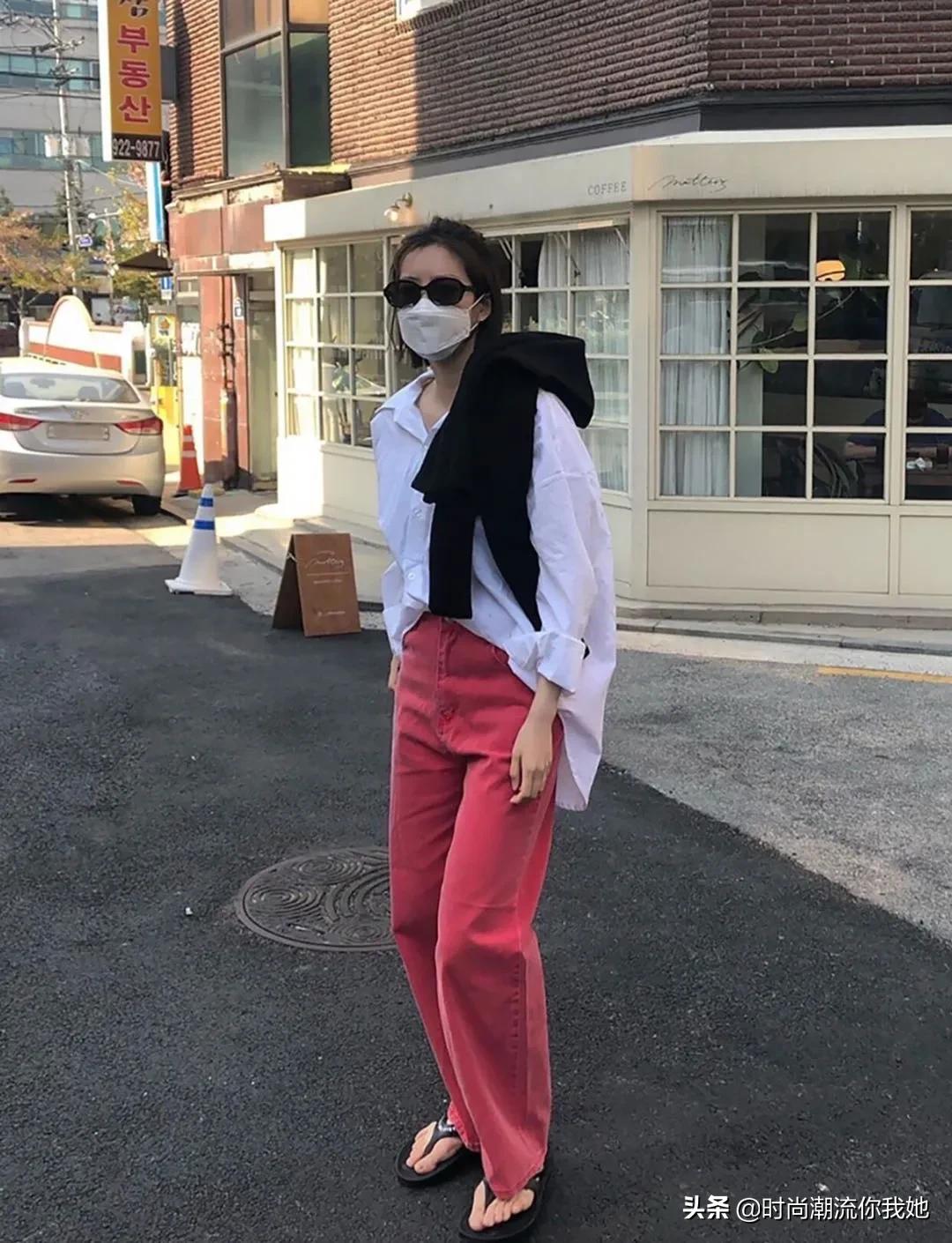 夏天穿马卡龙色系的长裤,马卡龙紫色裤子搭配