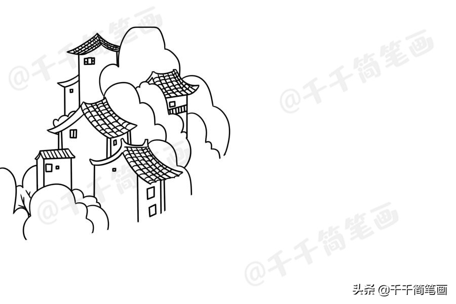 铅笔竹林山水风景画教程简笔画,铅笔简笔画风景山水画又小又可爱