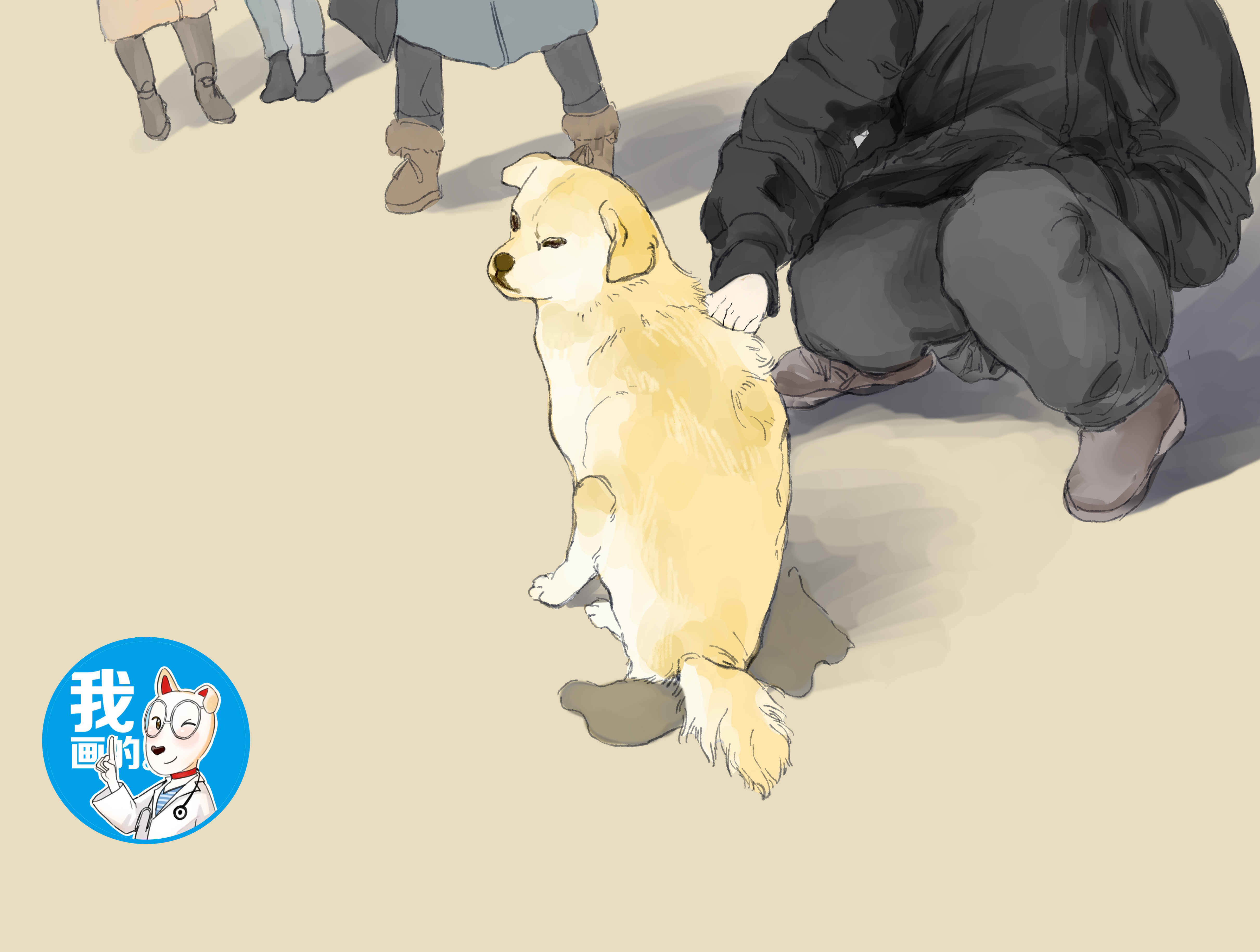 带狗出去排泄,看它蹲下半天都没结束觉得不对劲,凑近后直捂脸