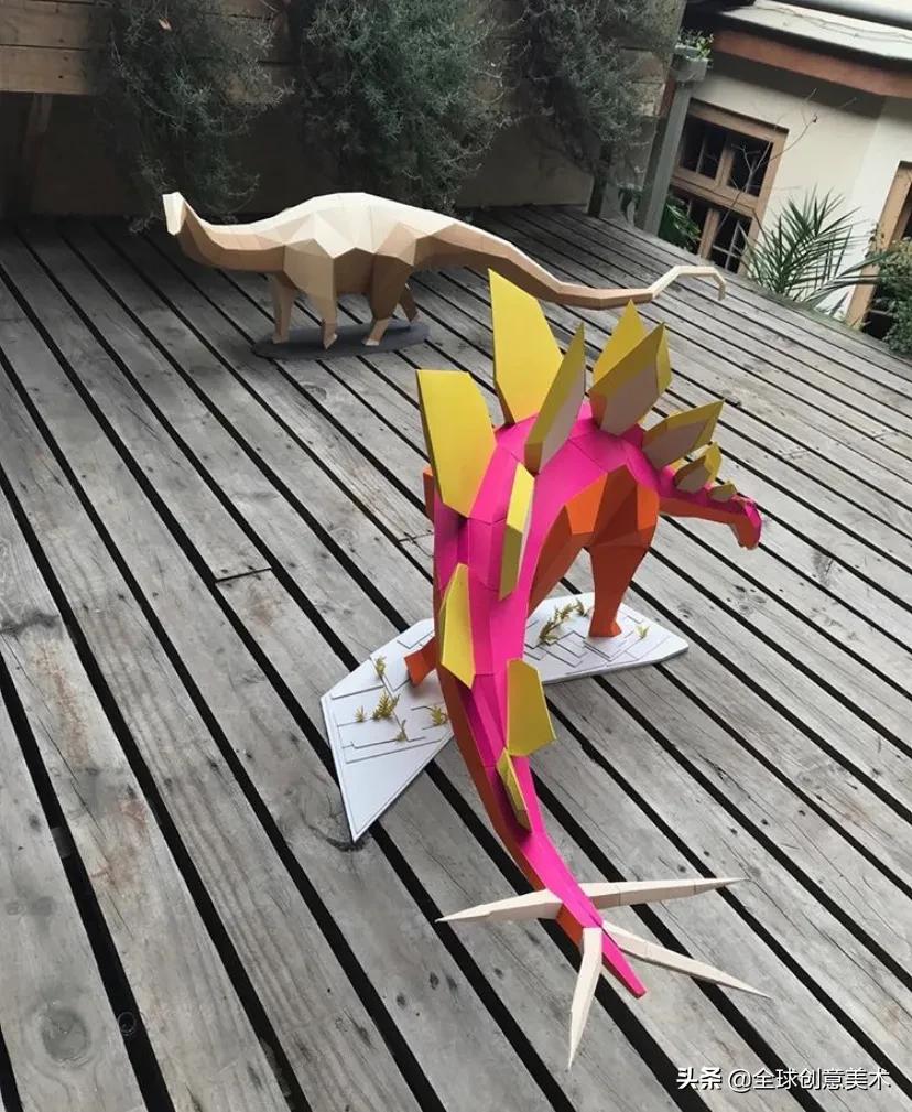 纸艺3d恐龙,立体恐龙手工纸模型