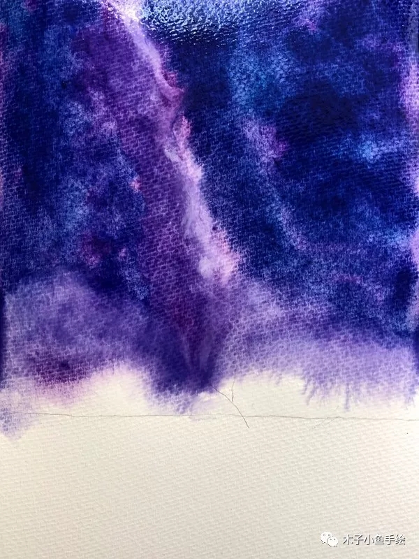 紫色粉色星空画画教程,水彩画紫色星空