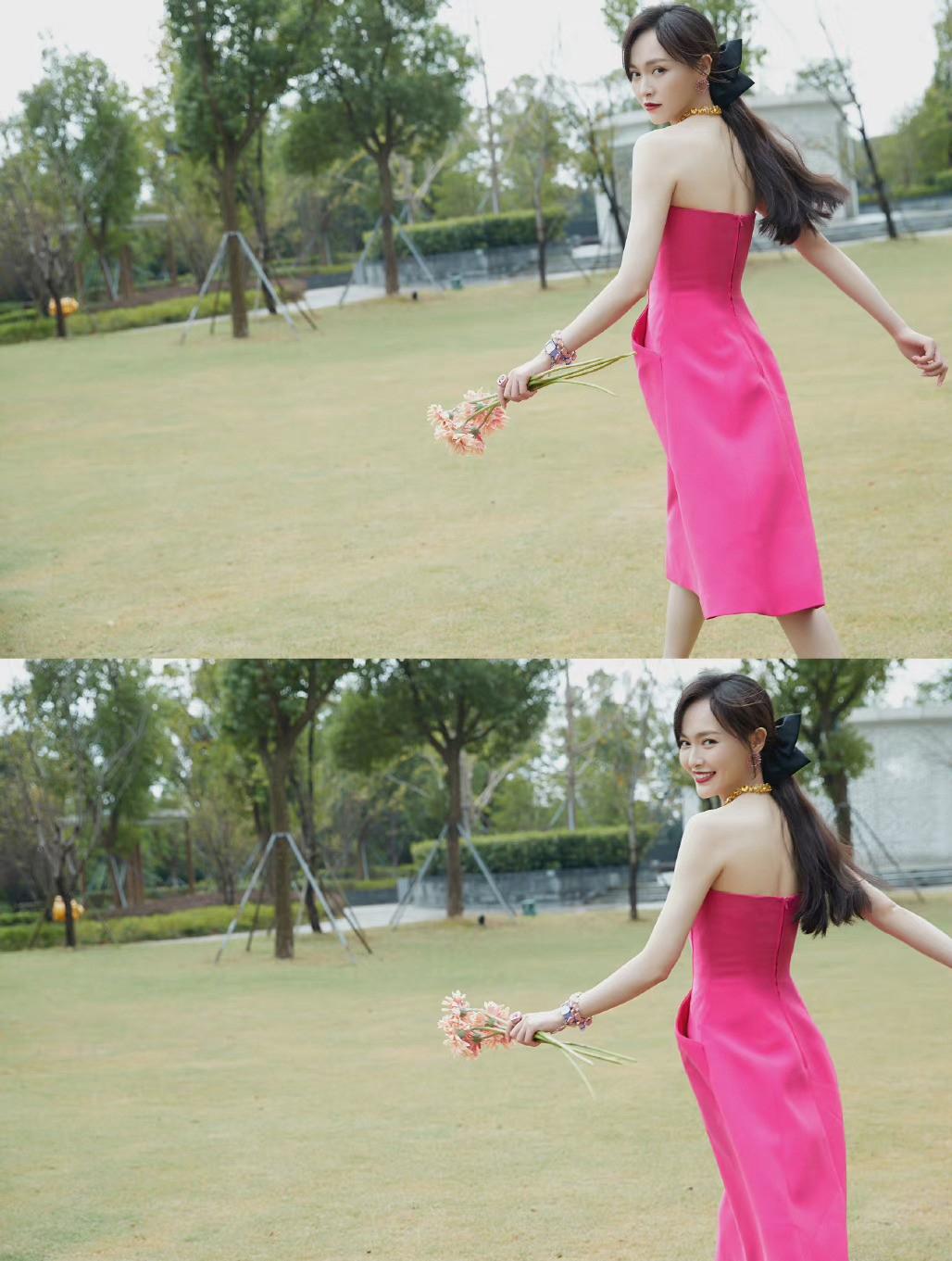 唐嫣穿礼服少女感十足,唐嫣帽子上的蝴蝶结