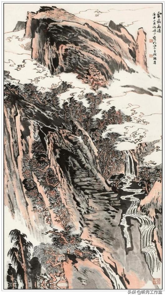 陆俨少山水画教学视频雁荡山写生,杨宝杰老师陆俨少大幅山水画鉴赏