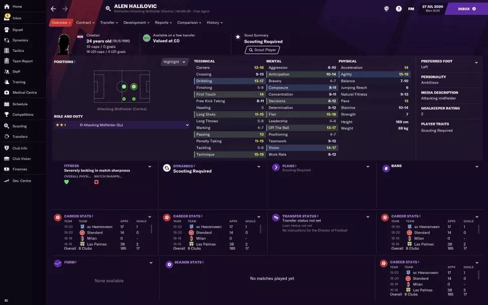 fm2021各位置最强球员排行,fm2021自由球员