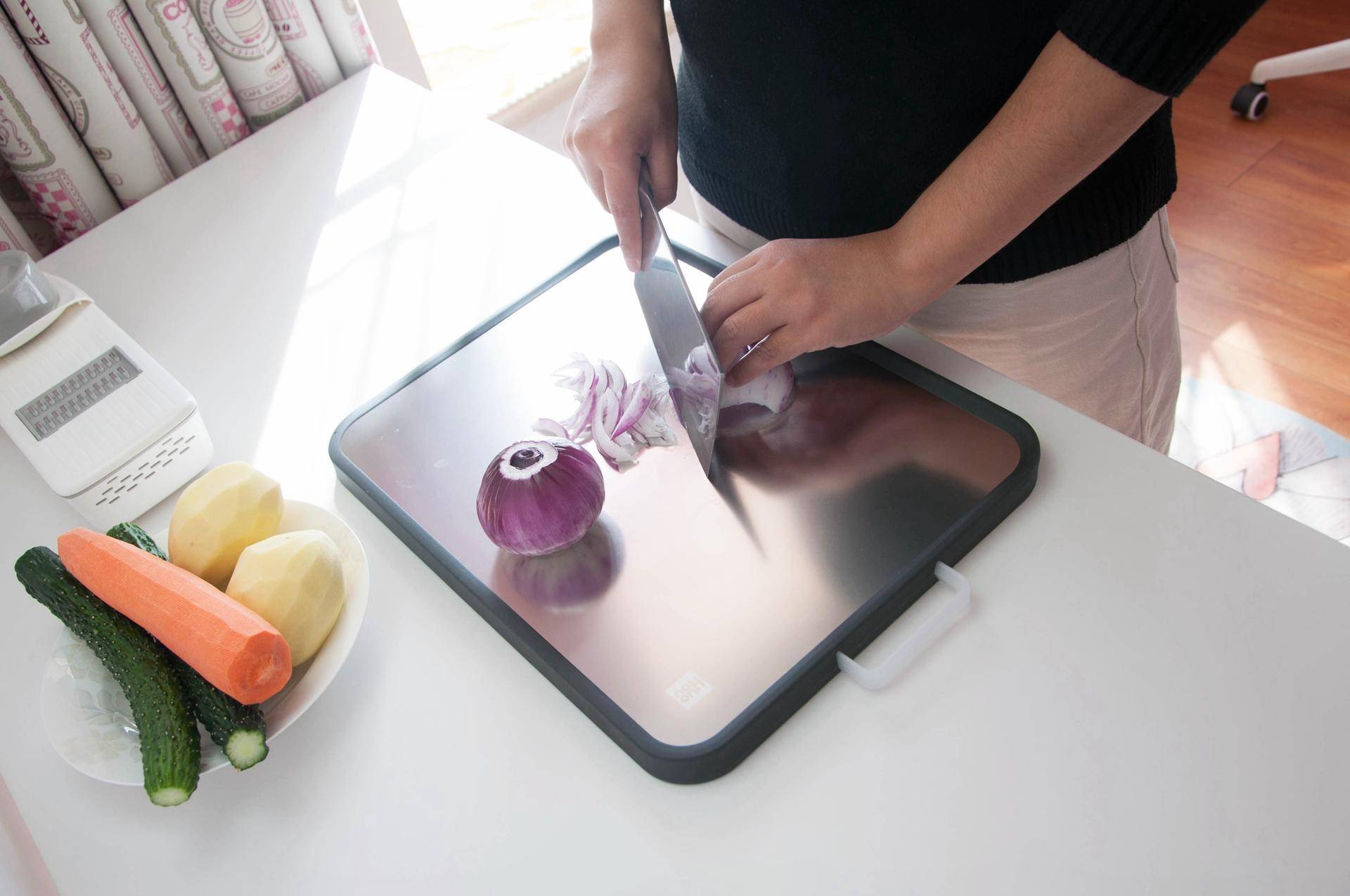 多功能切菜器厨房必备好物推荐,多功能不锈钢双面切菜板