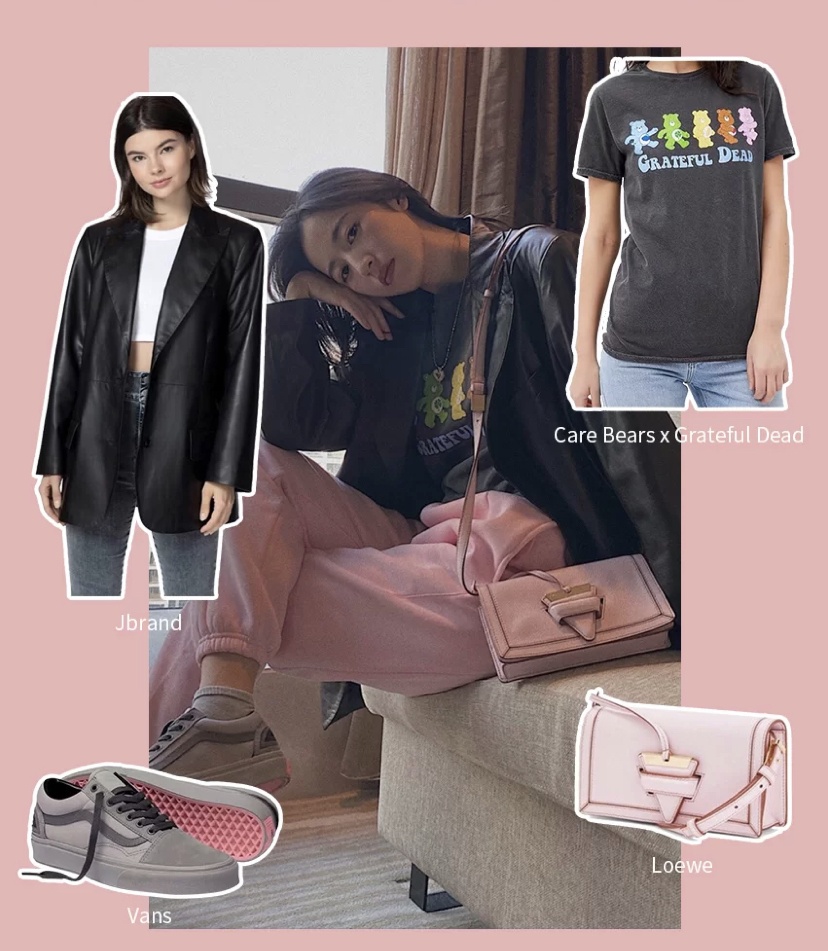 周雨彤衣服太大胆了，紫色休闲服又甜又凉爽，所以敢穿