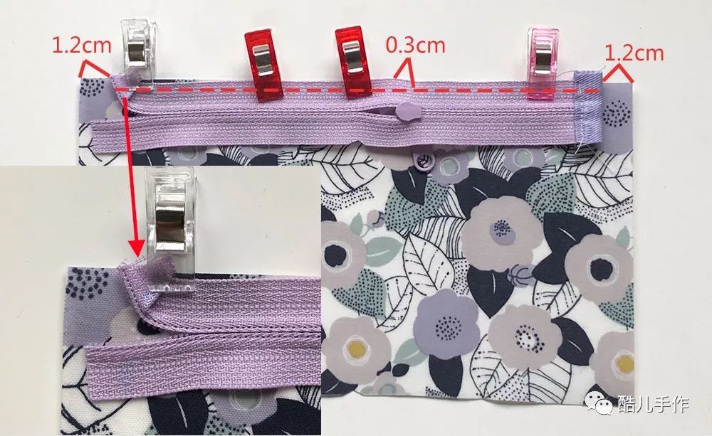 布艺便携折叠收纳包随身怎么做,双拉链开口收纳包制作方法