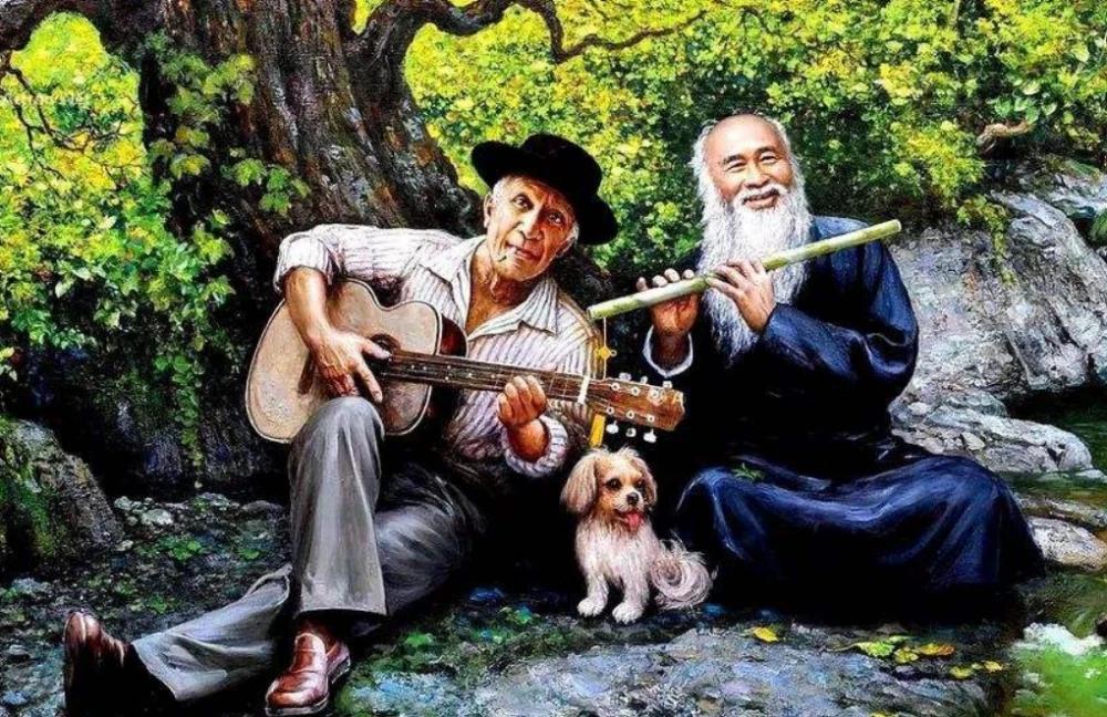 张大千和毕加索互相赠送的老照片,张大千和毕加索换作品