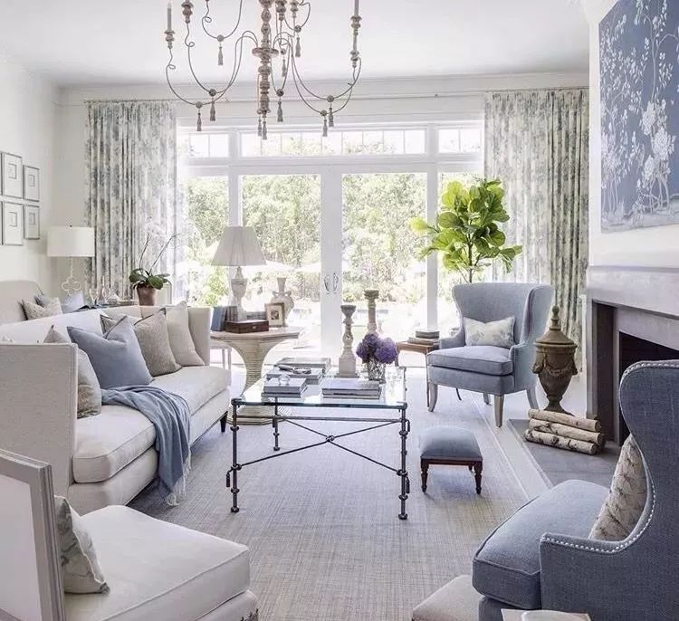 别墅客厅窗帘最新款式效果图,2020别墅窗帘