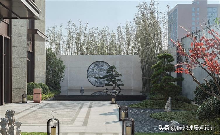 景墙圆形造型价格,简洁欧式庭院景观墙设计