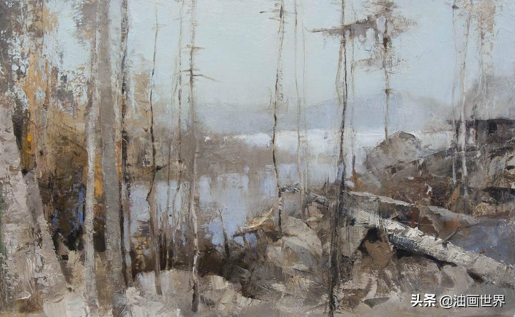 波澜壮阔雄壮唯美的风景油画,笔触风景画