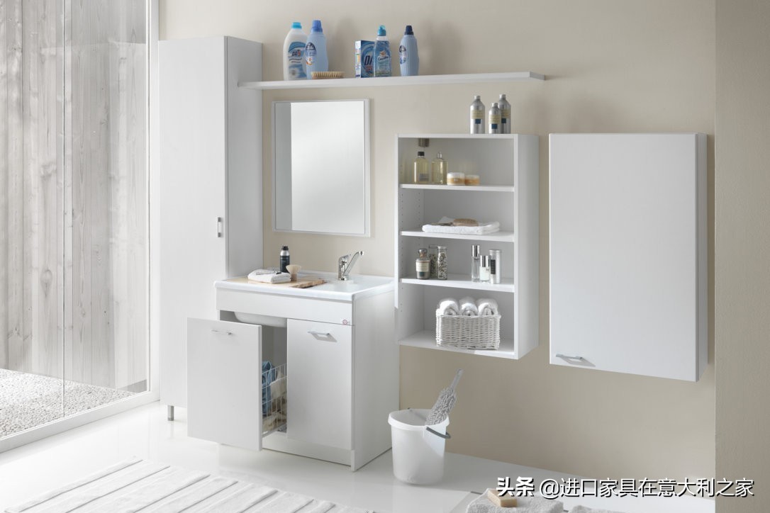 陶瓷一体盆浴室柜北欧三面墙,浴室柜北欧风格选什么颜色好看