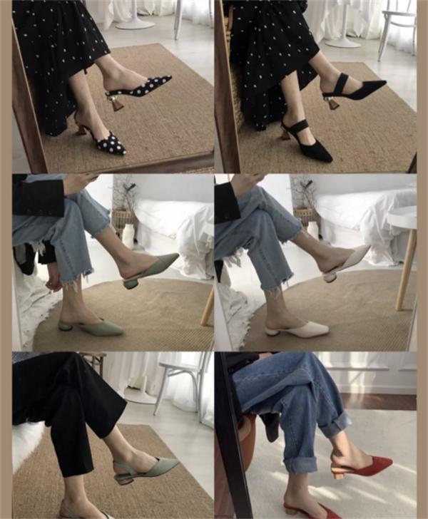 时尚潮流百搭懒人鞋,时尚百搭链条懒人穆勒鞋