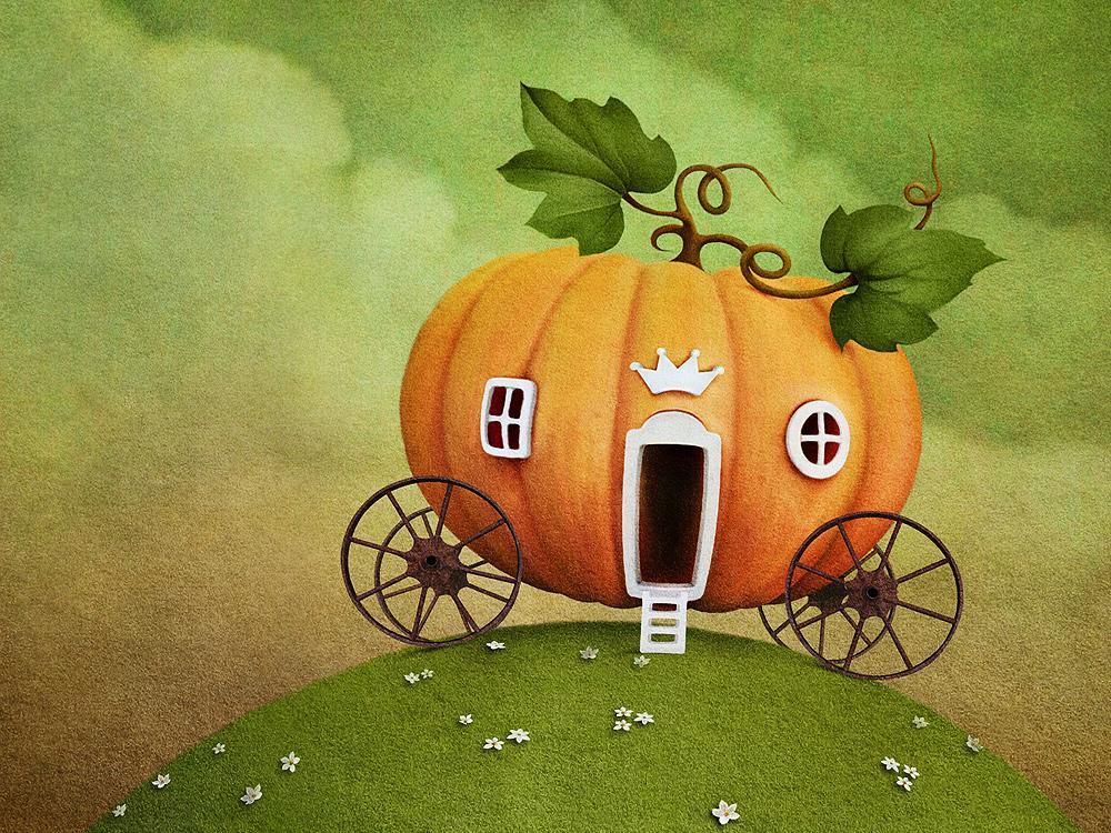 画南瓜马车简笔画,南瓜马车绘画