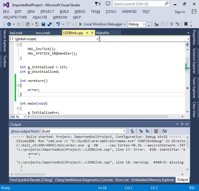 使用VisualGDB开发KeilMDK-ARM项目