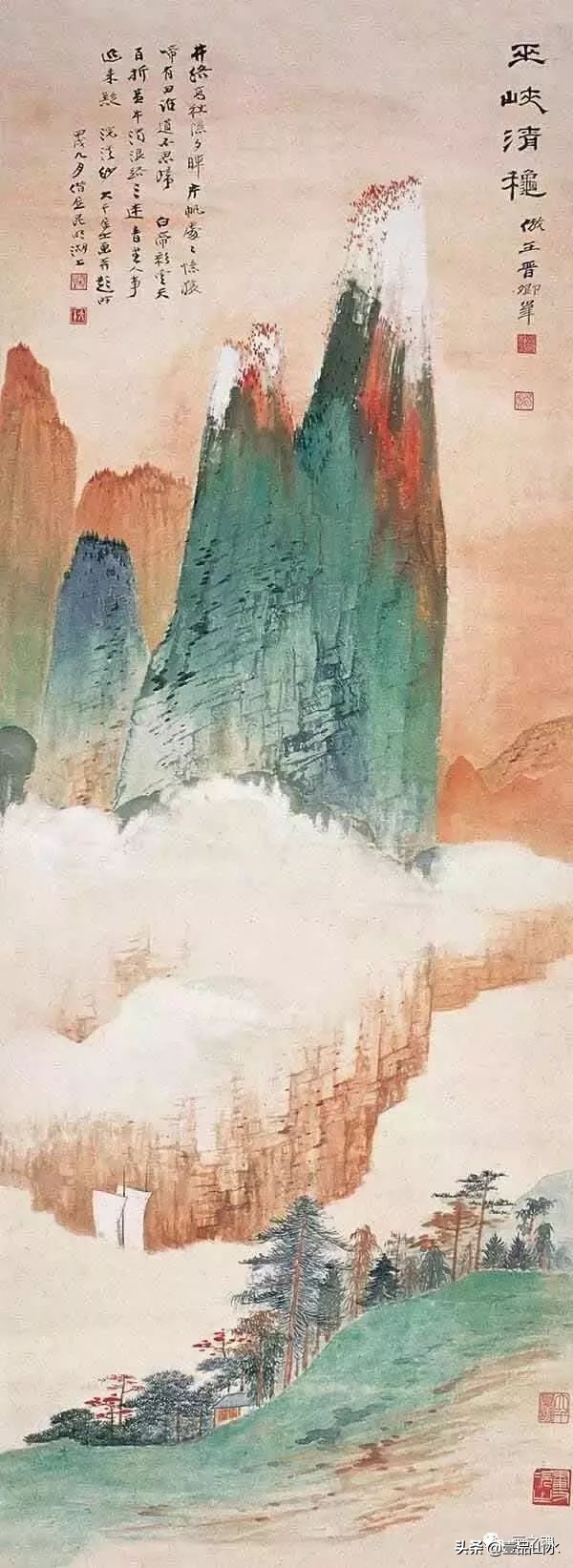 历代名家青绿山水画作品,历代青山绿水经典国画精品欣赏