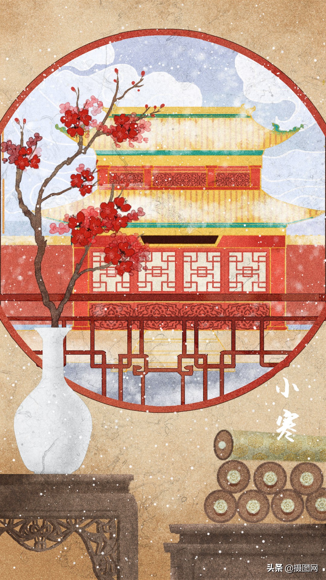 国潮插画水彩图集,水彩新国风插画壁纸
