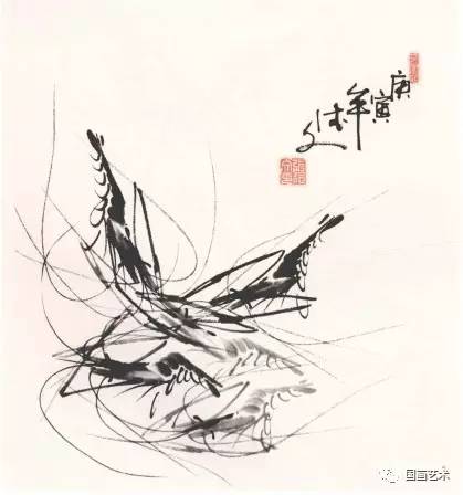 国画用胶矾水画虾技法,娄师白画虾技法视频