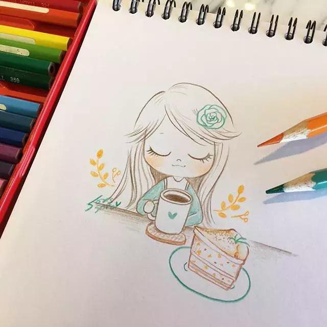 哈士奇的简笔画图片用彩铅画的,儿童彩铅简笔画6-12岁美观小人