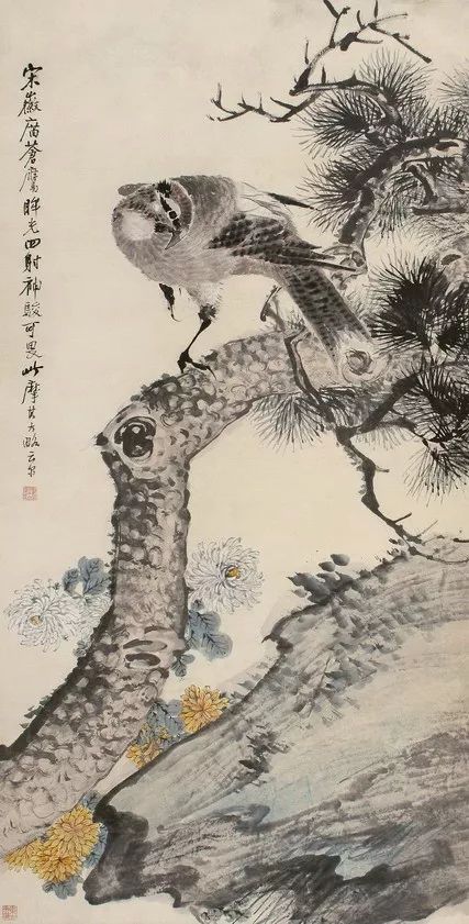 布局精妙的写意花鸟画,中国花鸟画有一种典型的构图方法