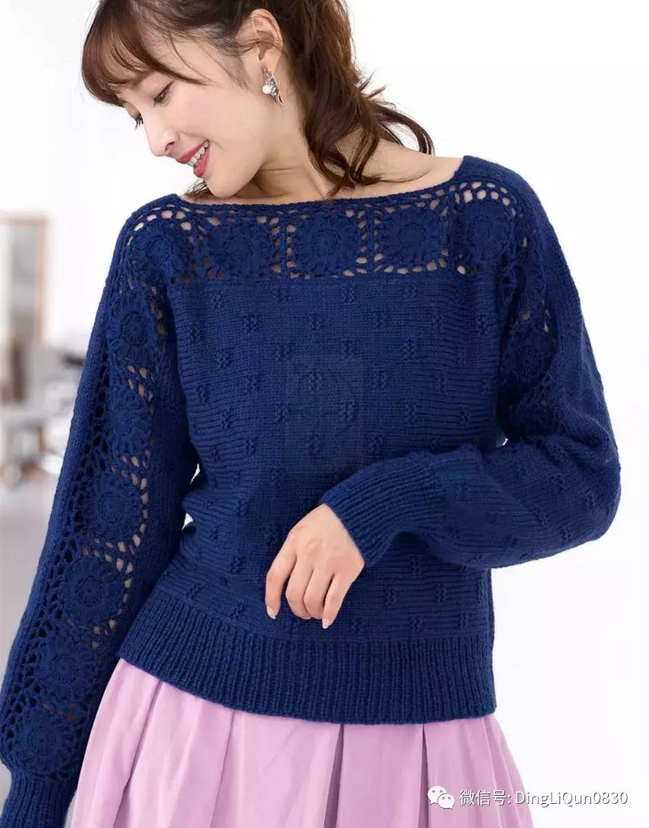 围巾编织教程10-15岁,圆肩针织宽松套头衫小款编织