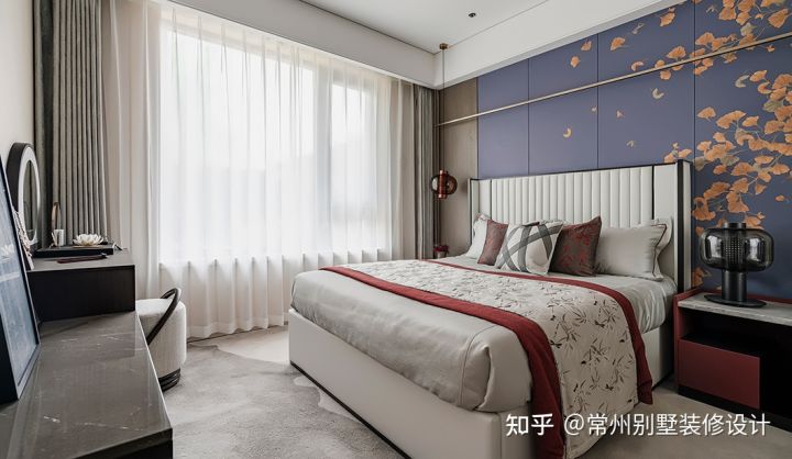 新中式别墅装修轻奢高级感,新中式中国红装修设计