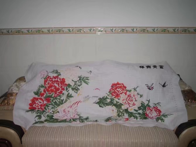 阿朋花180元买十字绣，用14个月绣好，挂在墙上整个客厅逊色起来