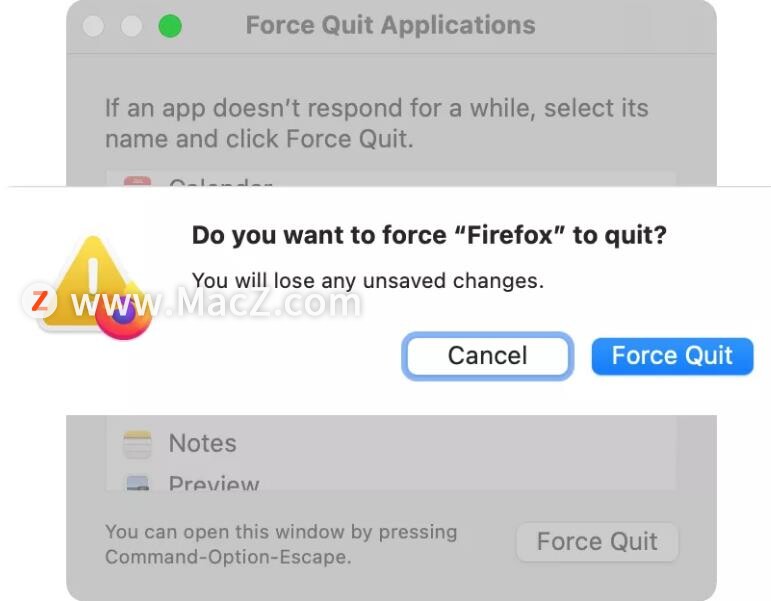 苹果macbook强制退出程序快捷键,苹果mac强制退出程序
