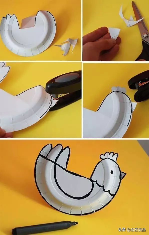 长方形创意纸盘美工作品,纸盘子手工秋天