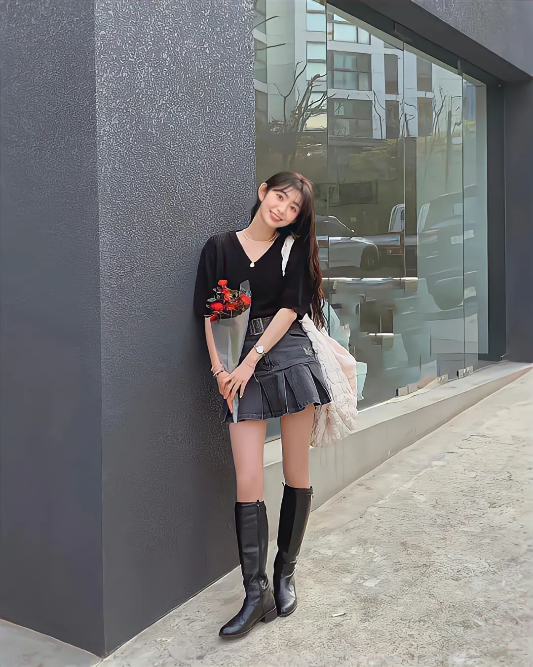 矮个子必备鞋最新款马丁靴,今年最火的中筒靴粗腿圆头马丁靴