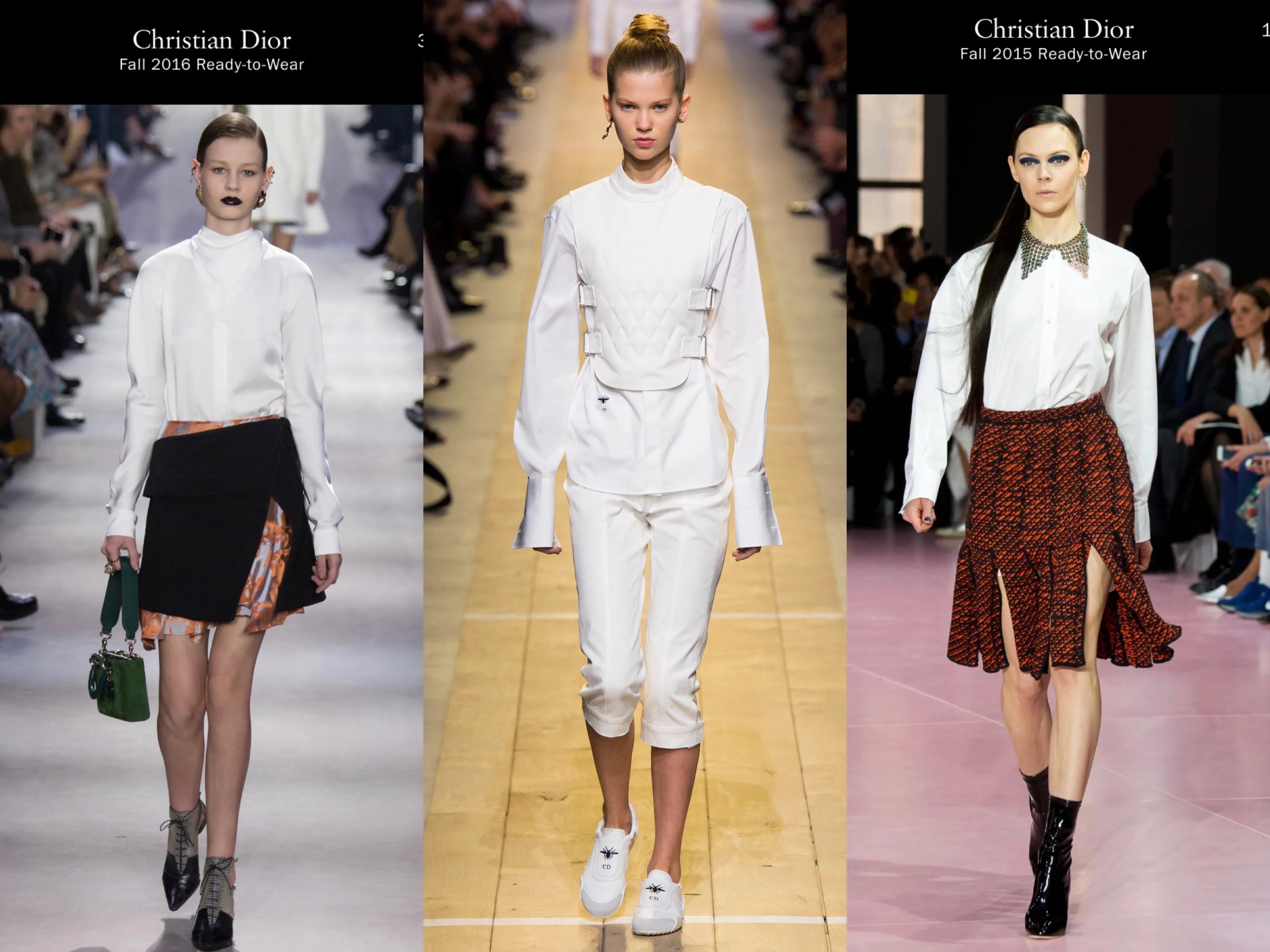 dior白衬衫搭配千鸟格半裙,dior白衬衣搭配男