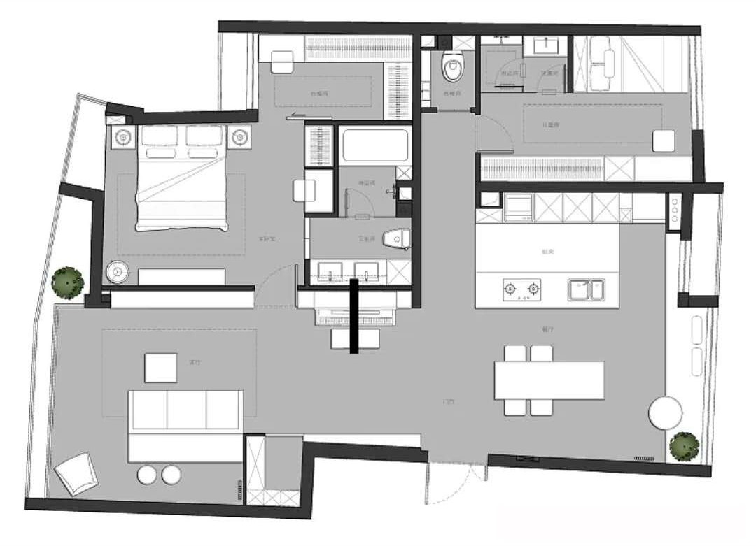 客厅阳台一体办公桌,主卧衣帽间加办公桌