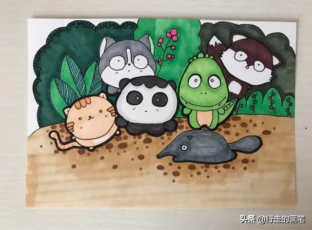 怎么用马克笔画各种各样的小动物,马克笔手绘简单又漂亮的小动物