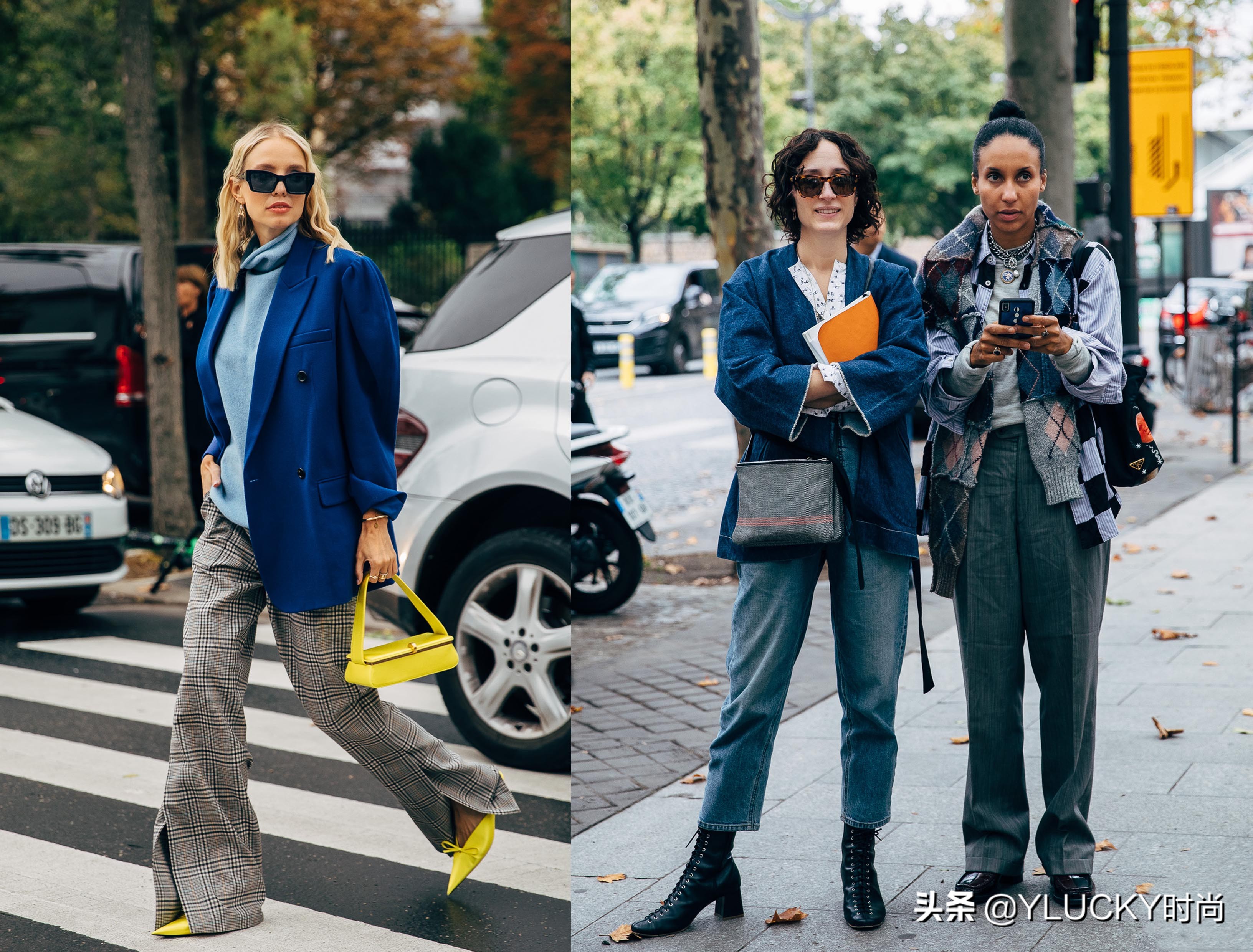 红配蓝复古风穿搭,以黑和灰为主的穿搭风格