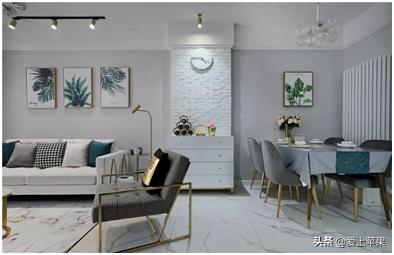 北欧轻奢风格客厅装饰画,北欧轻奢风窗帘