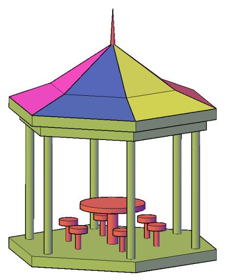 cad三维六边形凉亭怎么画,凉亭cad制作视频教程