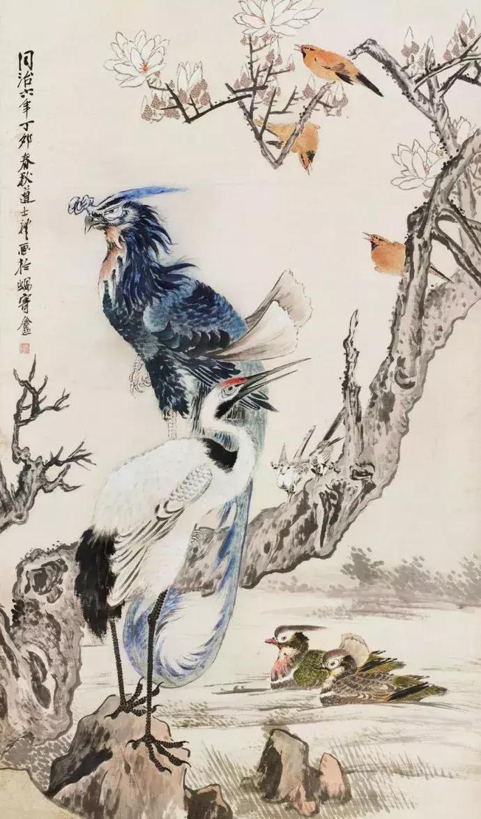 潘天寿100幅花鸟画欣赏,潘天寿花鸟画构图法