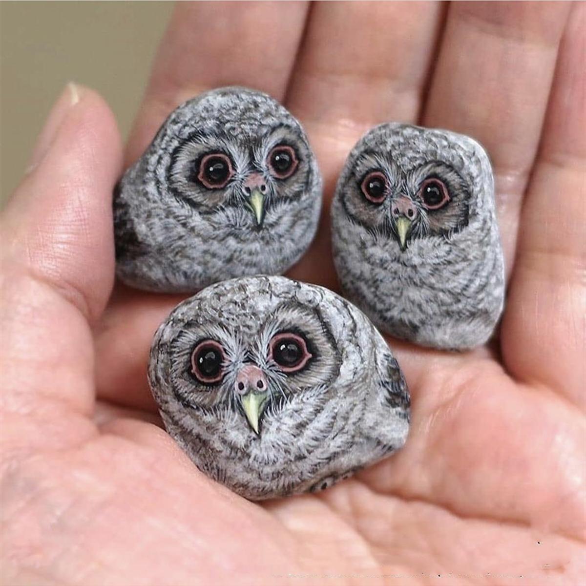 石头也可以做动物手办，只要绘画的细节到位，同样也能够以假乱真