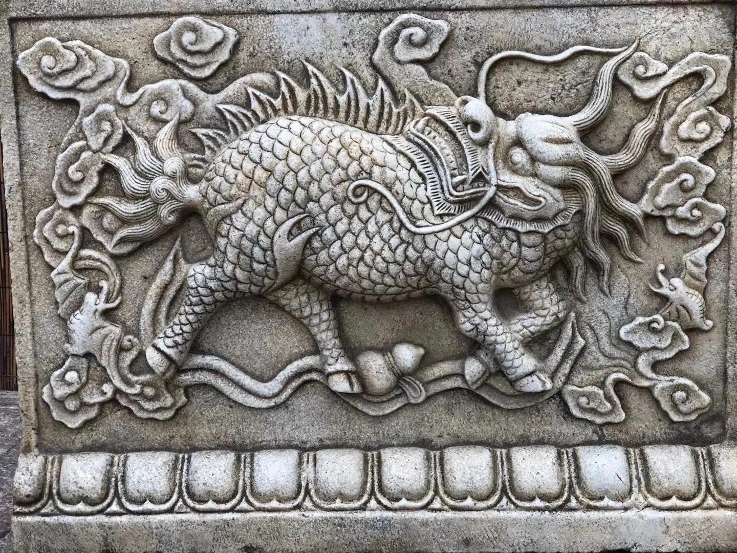 汉白玉瑞兽麒麟,汉白玉麒麟祥云