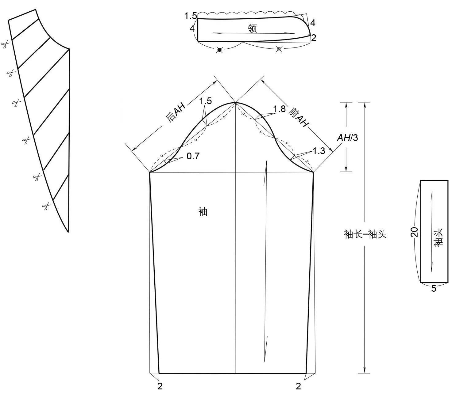 雪纺长袖裁剪图,女雪纺长袖衬衫裁剪图